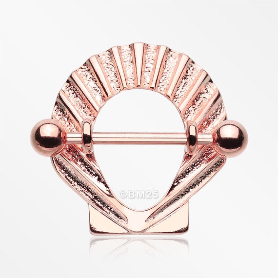 Rose Gold Ariels Seashell Curved Barbell Eyebrow Ring