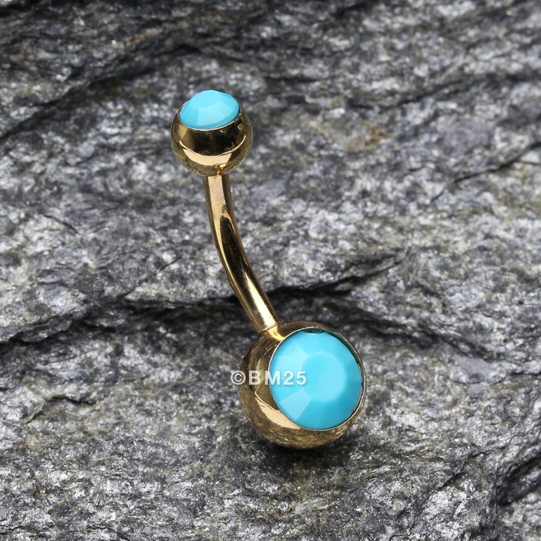 Teal belly 2024 button ring