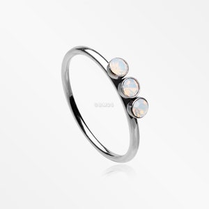 Triple Opalite Sparkle Bendable Twist Hoop Ring-White