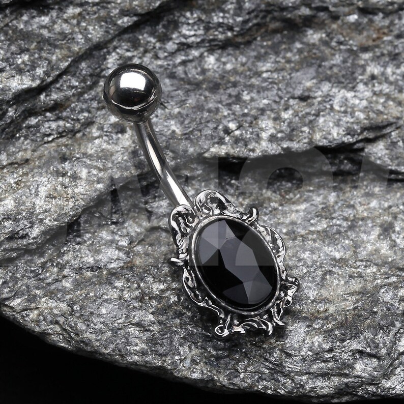 Onyx Elegance Sparkle Belly Button Ring 