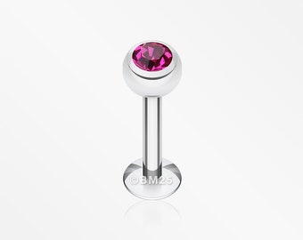 Basic Steel Gem Ball Labret - Fuchsia