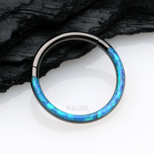 Rose Gold Brilliant Fire Opal Lined Seamless Clicker Hoop Ring - Etsy