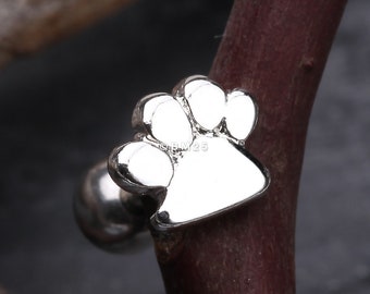 Puppy Paw Cartilage Tragus Barbell-Steel