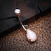 Rose Gold Fire Opal Elegance Teardrop Belly Button Ring 