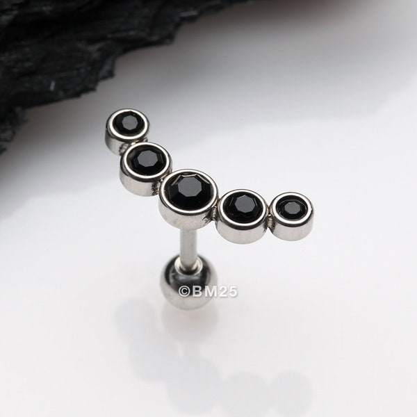 Journey Sparkle Curve Cartilage Tragus Barbell Earring-Black