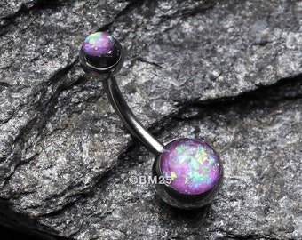 Opal Sparkle Shower Basic Belly Button Ring-Purple