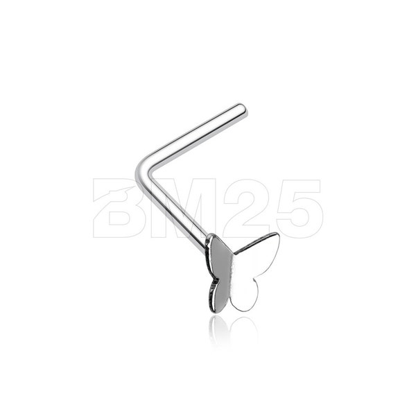 Dainty Butterfly Icon L-Shaped Nose Ring