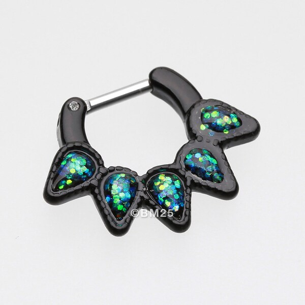 Colorline Opal Quinary Spear Septum Clicker-Black