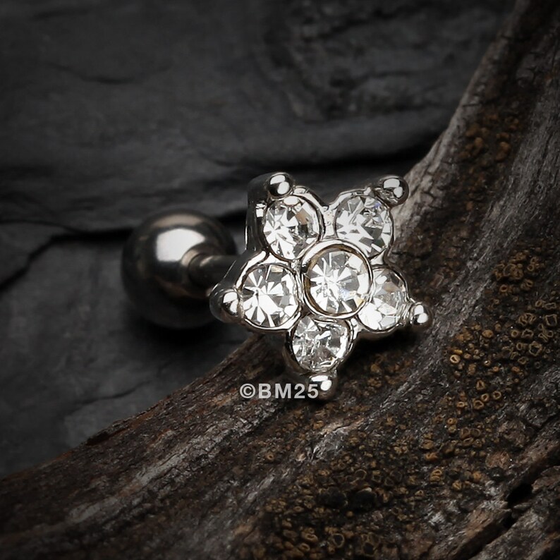 Starburst Sparkle Flower Cartilage Tragus Earring