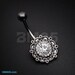 Vintage Filigree Flower Multi-Gem Belly Button Ring 