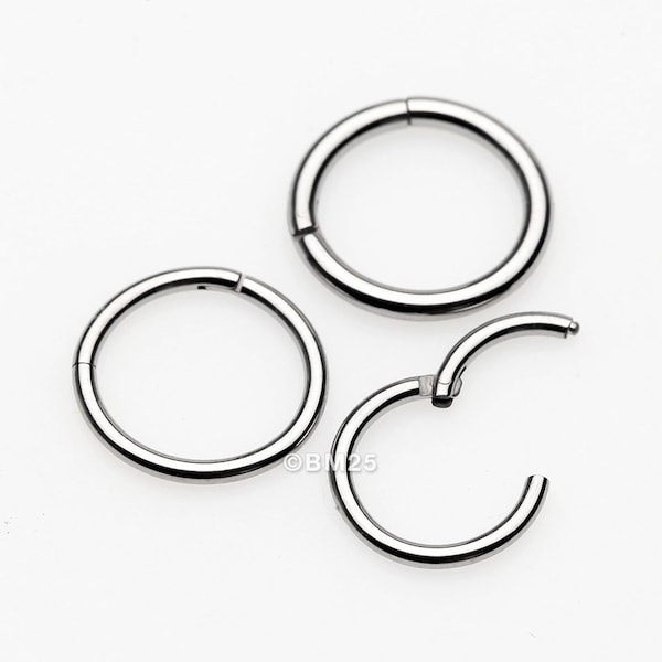 Implant Grade Titanium Basic Seamless Hinged Clicker Hoop Ring