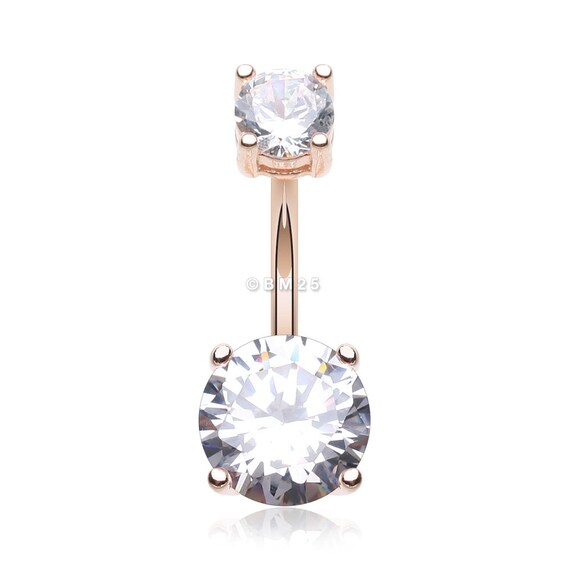 Inspiration Dezigns Belly Button Navel Ring Rose Gold Sparkle Prong Gem Inspiration Dezigns Belly Button Navel Ring Rose Gold Sparkle Prong Gem