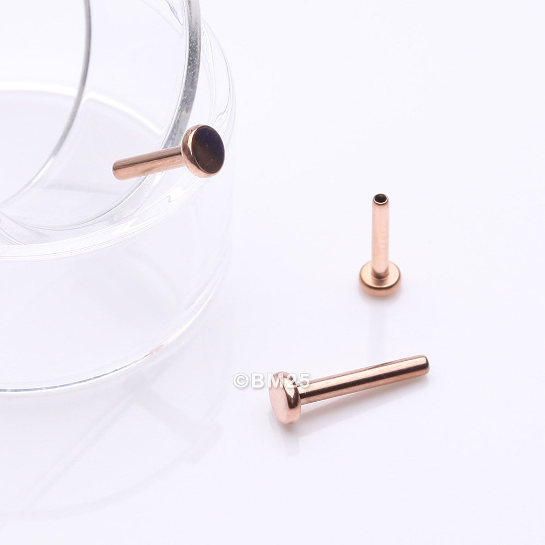 Implant Grade Titanium Onefit™ Threadless Rose Gold Flat Back Stud ...