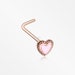 Rose Gold Valentine Lacey Heart L-Shaped Nose Ring 