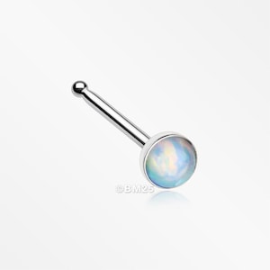 Fire Opal Steel Nose Stud Ring-White