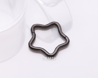 Implant Grade Titanium Blackline Star Basic Geometric Clicker Hoop Ring