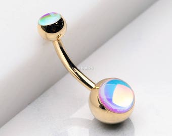 Golden Iridescent Revo Sparkle Belly Button Ring