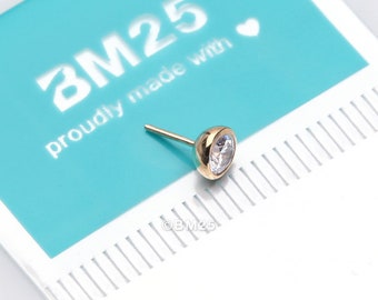 14 Karat Gold OneFit™ Threadless Bezel Set Gem Top Part-Clear Gem