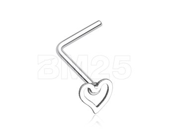 Dainty Heart Icon L-Shaped Nose Ring