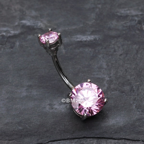 Brilliant Gem Sparkle Belly Ring-Pink