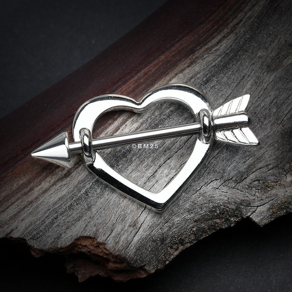 1.6mm Rose Gold Colored Cupids Heart Nipple Shield Ring - Sold as a Pair 14G 1.6mm Rose Gold Colored Cupids Heart Nipple Shield Ring - Sold as a Pair 14G
