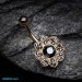 Golden Avens Flower Sparkle Belly Button Ring - Hematite