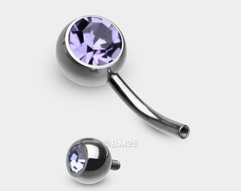 Implant Grade Titanium Internally Threaded Basic Belly Button Ring-Tanzanite