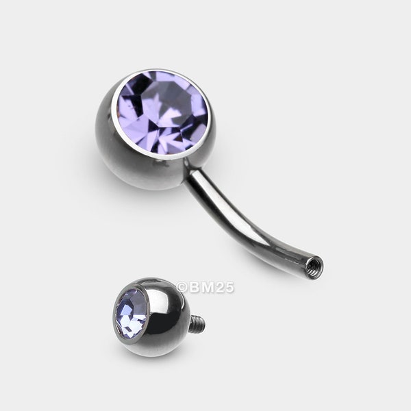 Implant Grade Titanium Internally Threaded Basic Belly Button Ring-Tanzanite