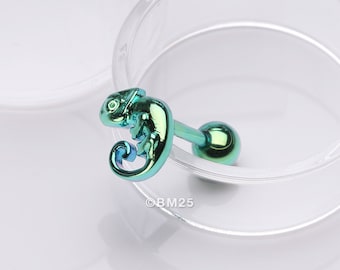 Colorline Chameleon Top Cartilage Tragus Barbell Earring-Green