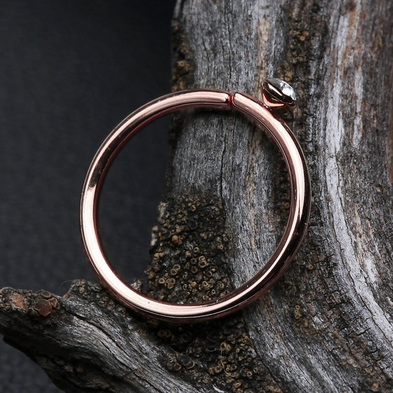 Rose Gold Press Fit Gem Top Steel Nose Stud Ring