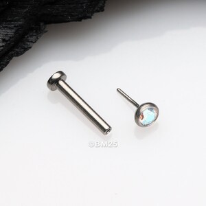 Implant Grade Titanium OneFit™ Threadless Gem Bezel Set Top Flat Back Stud Labret-Aurora Borealis