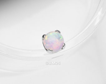 14 Karat White Gold OneFit™ Threadless Prong Set Fire Opal Top Part-White Opal