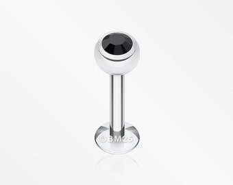 Basic Steel Gem Ball Labret-Black