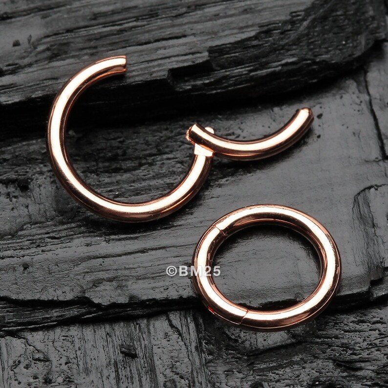 Rose Gold Plated Seamless Hinged Clicker Hoop Ring