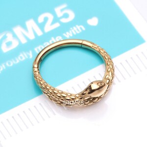 Golden Slithering Snake Steel Seamless Clicker Hoop Ring