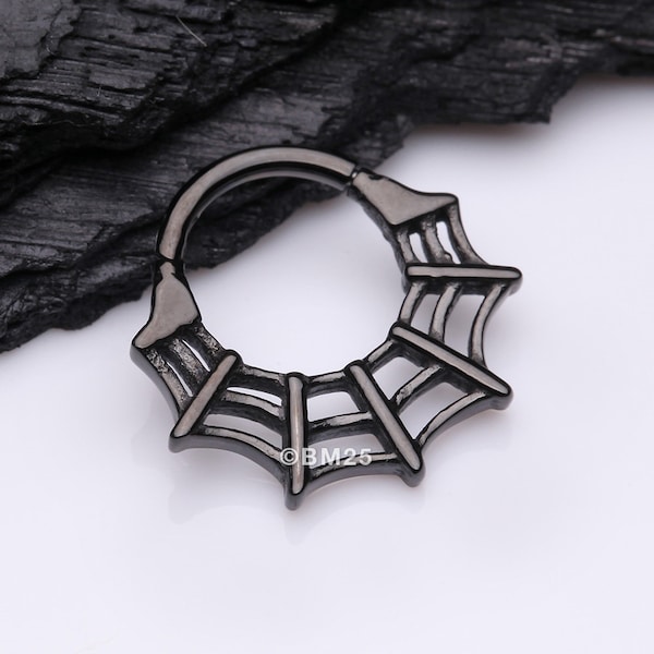 Blackline Venomous Spider Web Steel Seamless Clicker Hoop Ring