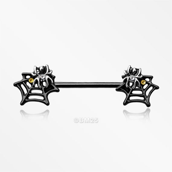 A Pair of Crux Skeleton Hanging Nipple Barbell 