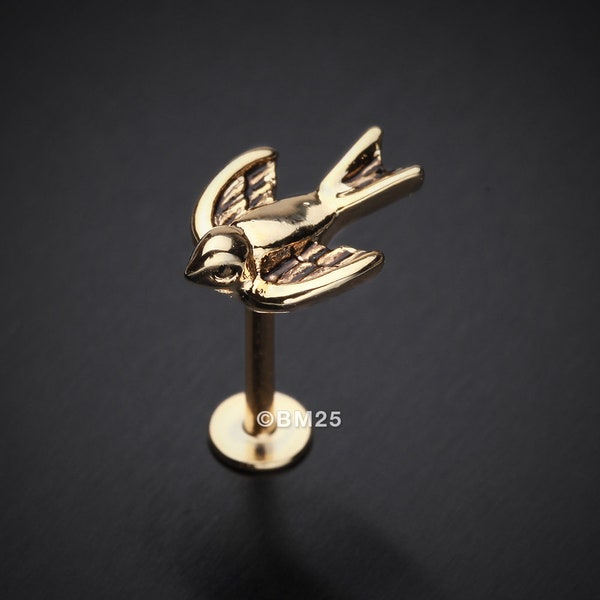 Golden Sparrow Top Steel Labret-Gold