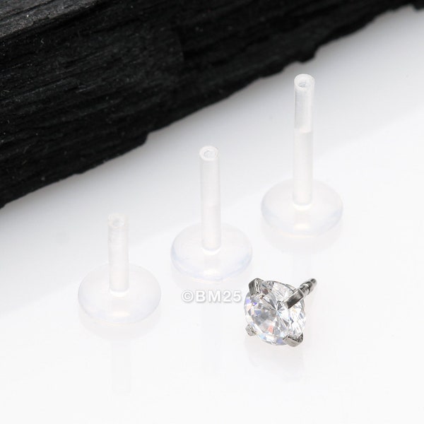 Sparkle Gem Prong Bio-Flex Labret-Clear Gem