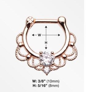 Rose Gold Turan Sparkle Septum Clicker Ring-Clear Gem