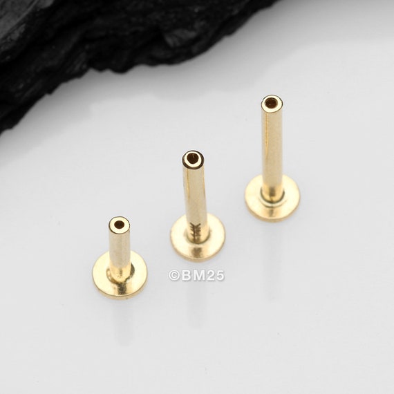 14 Karat Gold Onefit Threadless Flat Back Stud Labret Bar Part