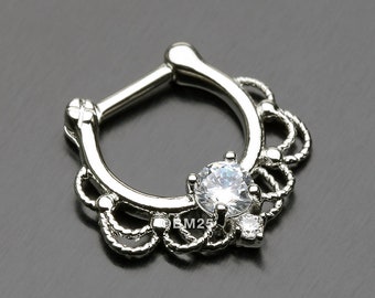 Turan Sparkle Septum Clicker Ring-Clear Gem