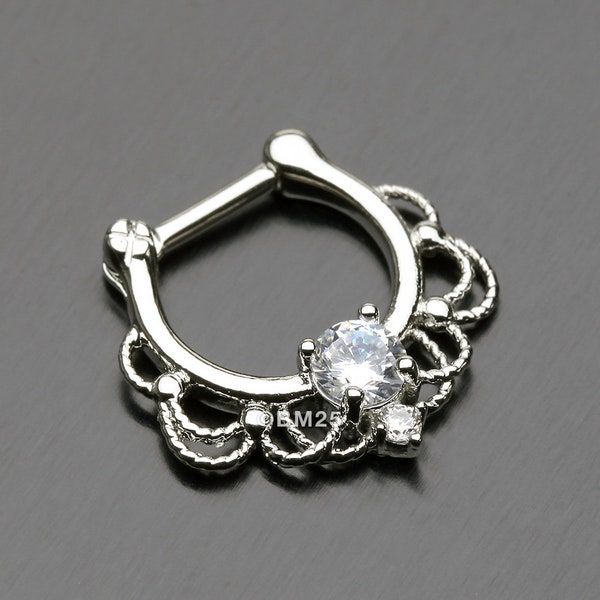 Turan Sparkle Septum Clicker Ring-Clear Gem