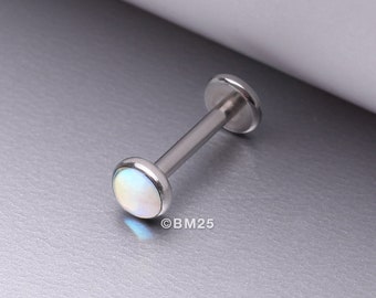 Iridescent Revo Sparkle Top Internally Threaded Steel Flat Back Stud Labret-Clear Gem Iridescent