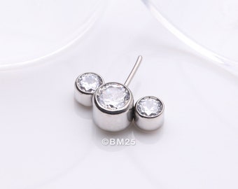 Implant Grade Titanium OneFit™ Threadless Triple Bubble Sparkle Front Facing Top Part-Clear Gem