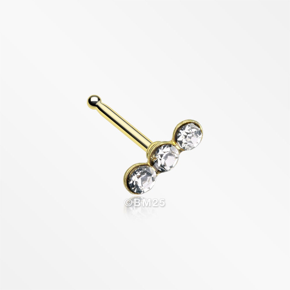 Gold nose shop hoop with gem
