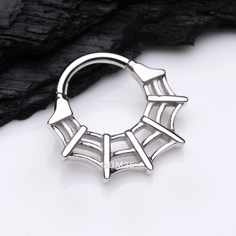 Venomous Spider Web Steel Seamless Clicker Hoop Ring - Etsy