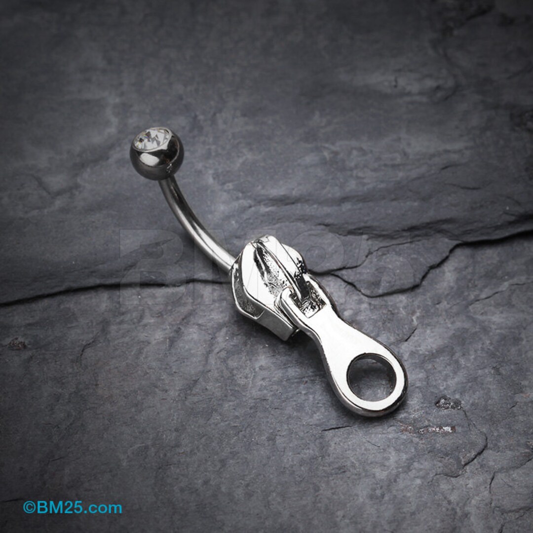 Simple Zipper Belly Button Ring Etsy UK