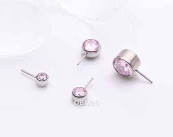 Implant Grade Titanium OneFit™ Threadless Bezel Set Sparkle Front Facing Part-Pink
