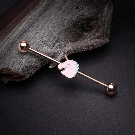 Covet Jewelry Golden Fairytale Unicorn Nipple Barbell Ring